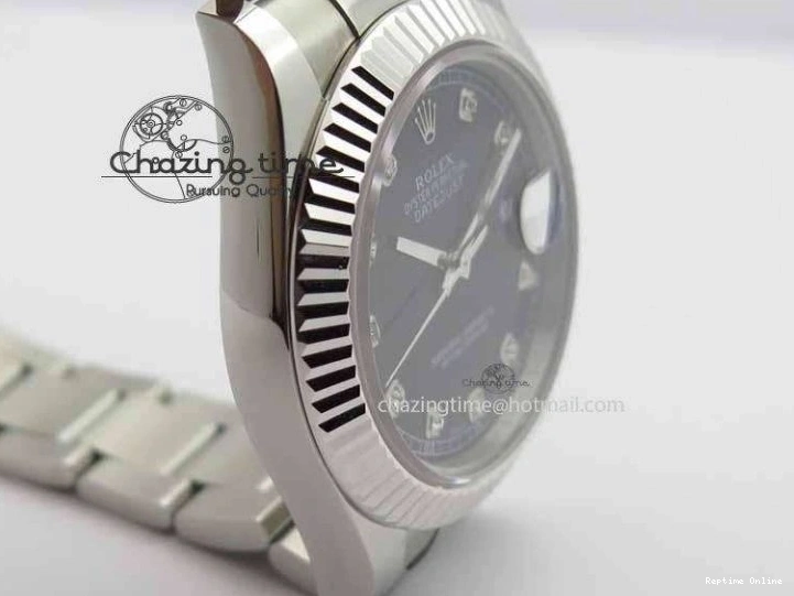 0218 DateJust II 41mm SS BP Maker Best Edition Black Dial Diam On SS Bracelet SA Lightweight 3728
